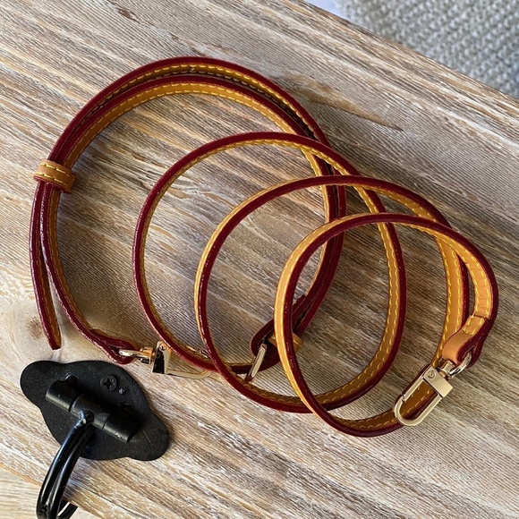 Vachetta Handbag Strap Replacement Leather Purse Strap with Red Trim - Picture 5 of 9